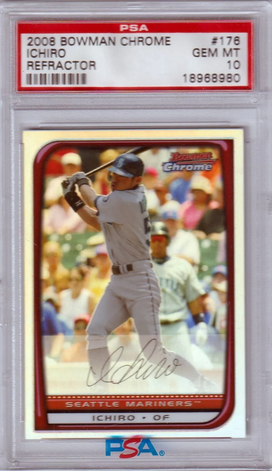ICHIRO 2008 Bowman Chrome Refractor #176 PSA 10 GEM MINT - MARINERS