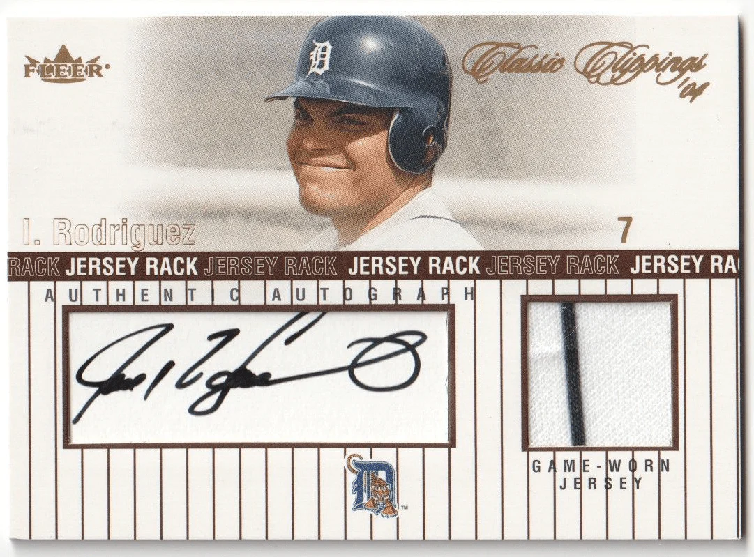 IVAN PUDGE RODRIGUEZ 2004 Fleer Classic Clippings Autograph Auto Jersey #/149