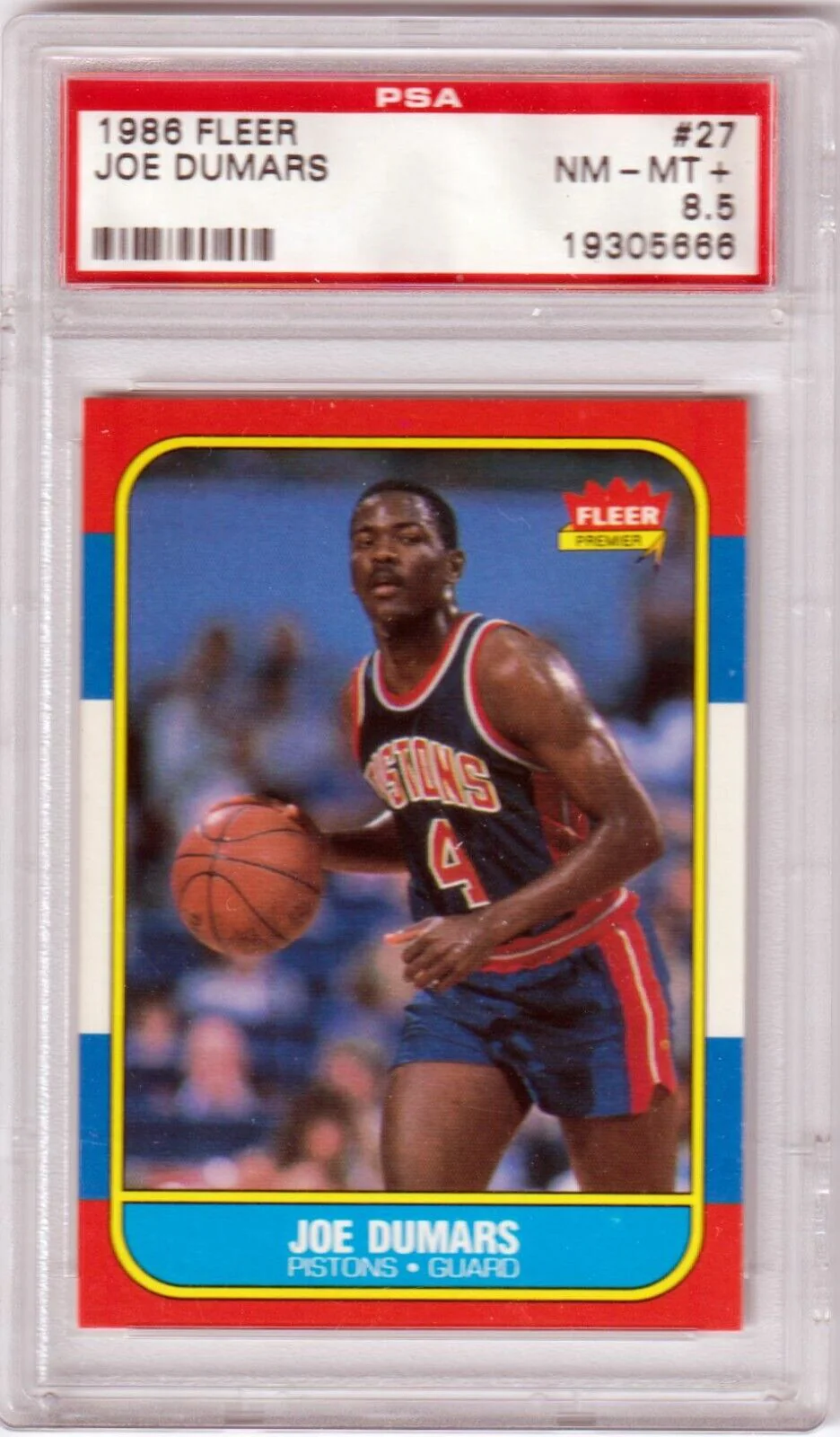 JOE DUMARS 1986-87 Fleer Rookie RC #27 PSA 8.5 NM-MT+ - PISTONS