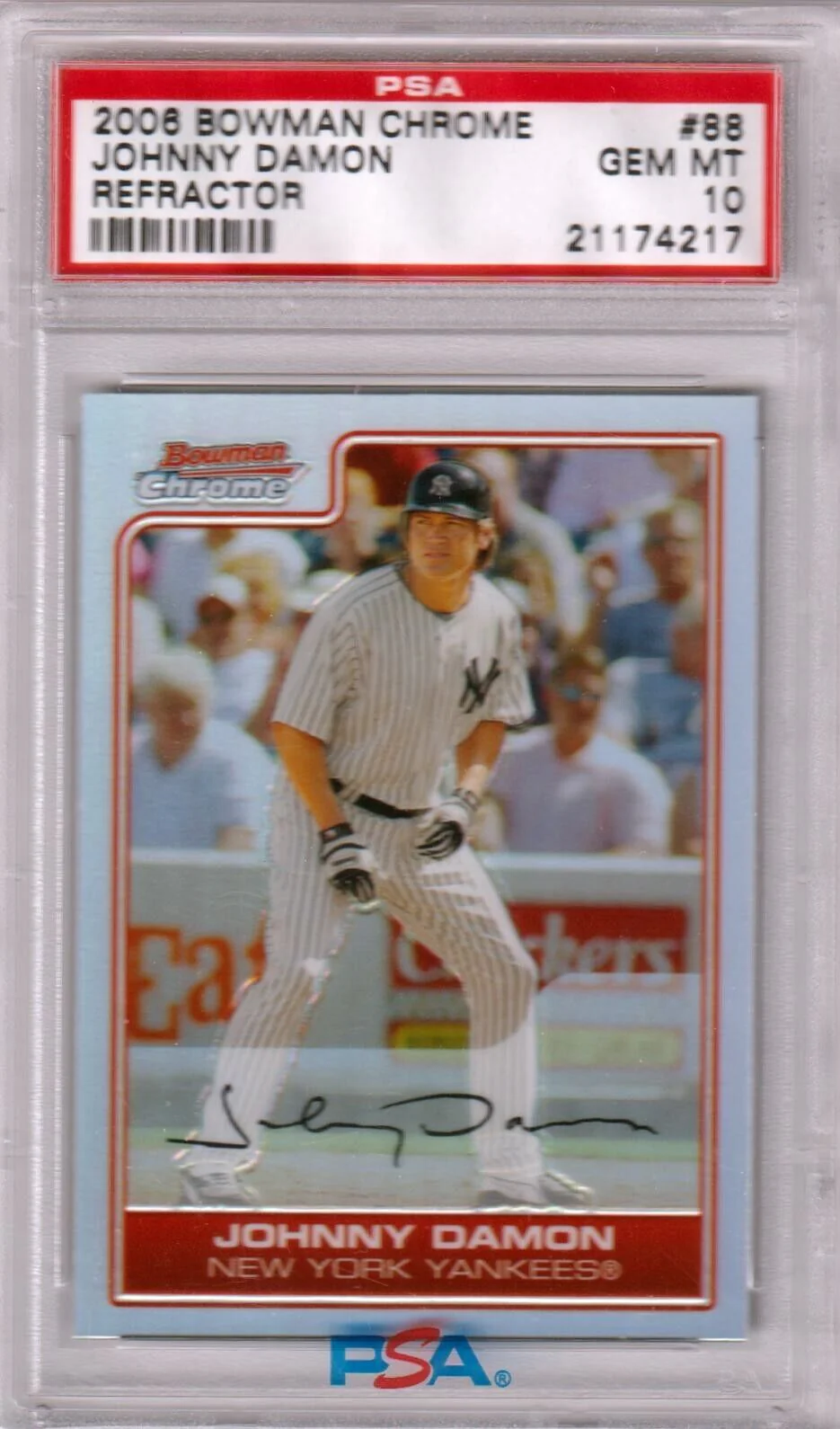 JOHNNY DAMON 2006 Bowman Chrome Refractor #88 PSA 10 GEM MINT - YANKEES