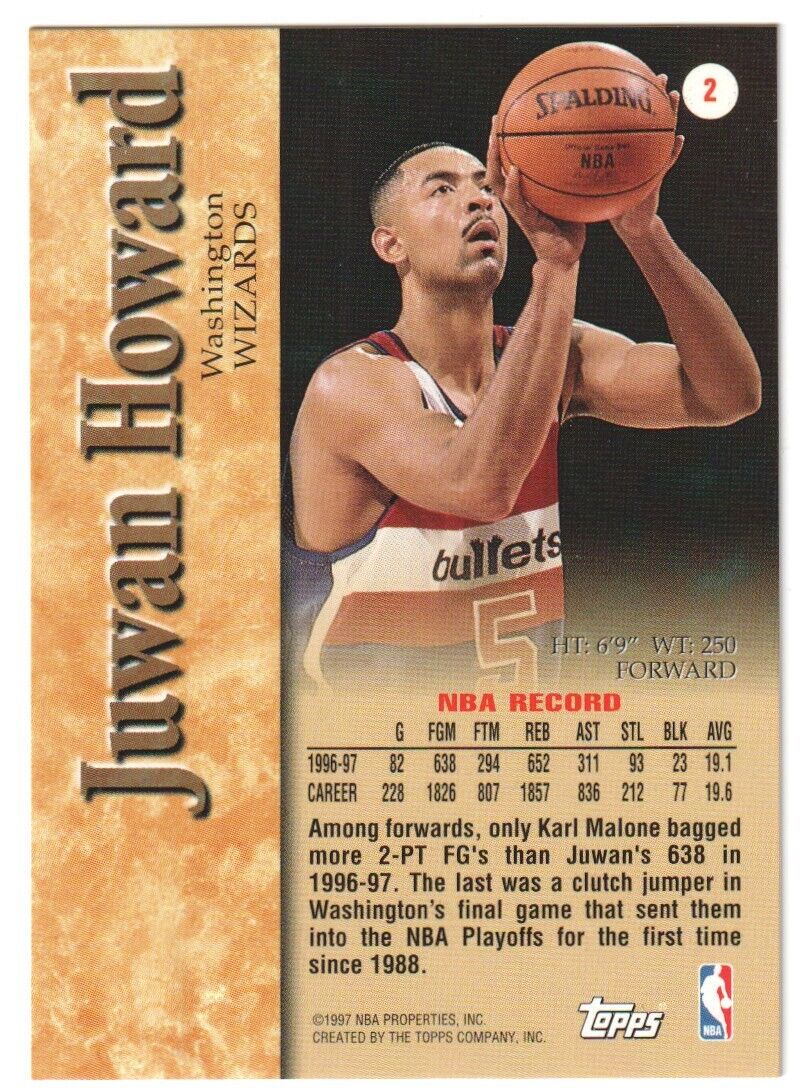 JUWAN HOWARD 1997-98 Topps Autograph Auto - WIZARDS - Image 2
