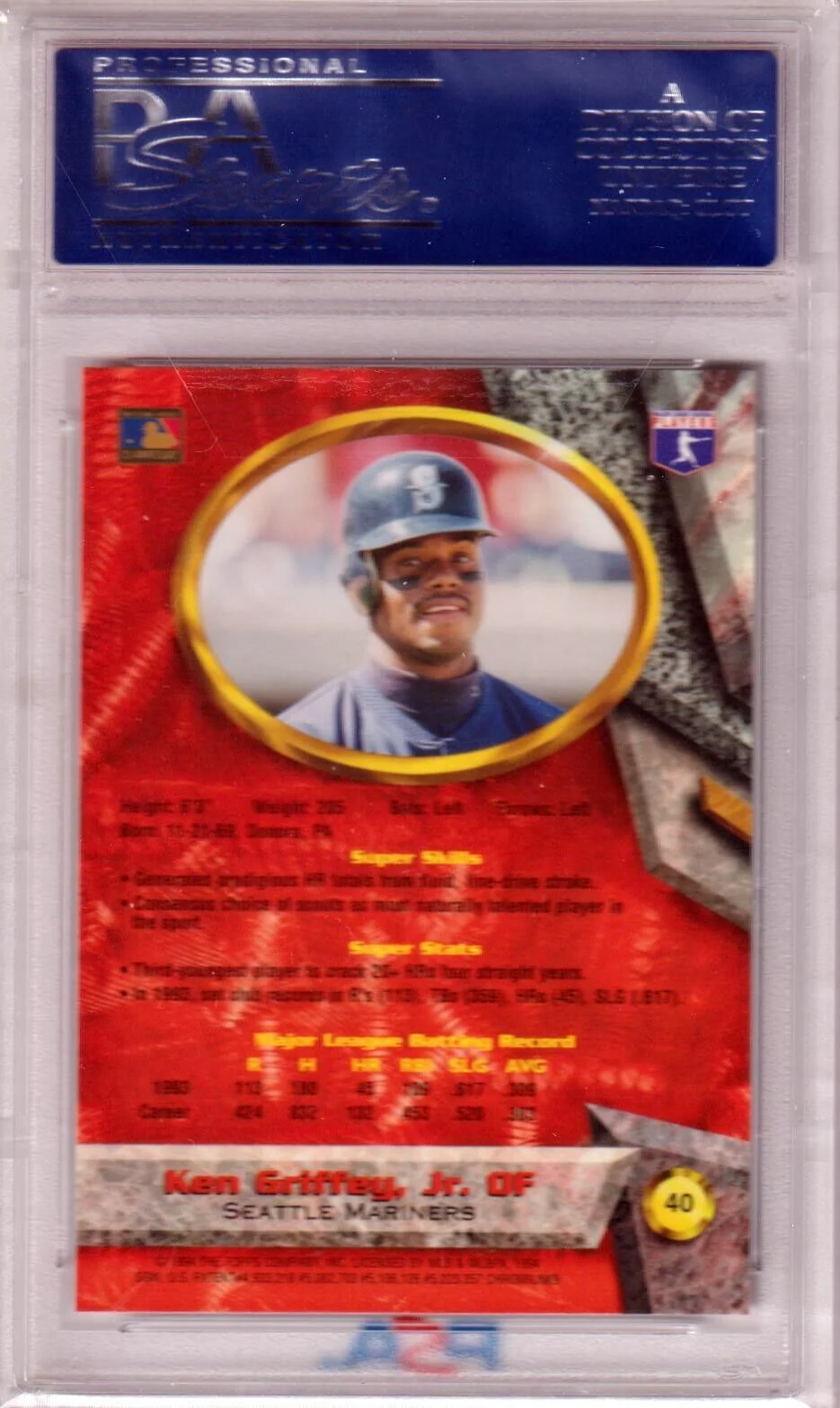 KEN GRIFFEY JR 1994 Bowman's Best Red Parallel #40 PSA 10 GEM MINT - MARINERS - Image 2