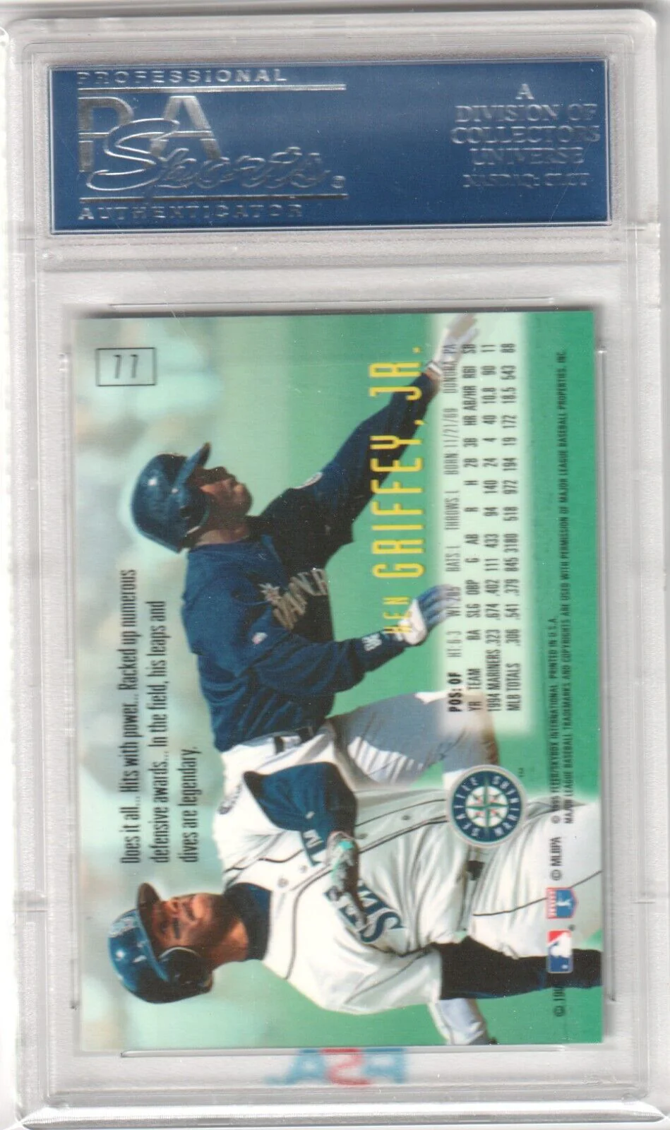 KEN GRIFFEY JR 1995 Skybox Emotion #77 PSA 10 GEM MINT - MARINERS - Image 2