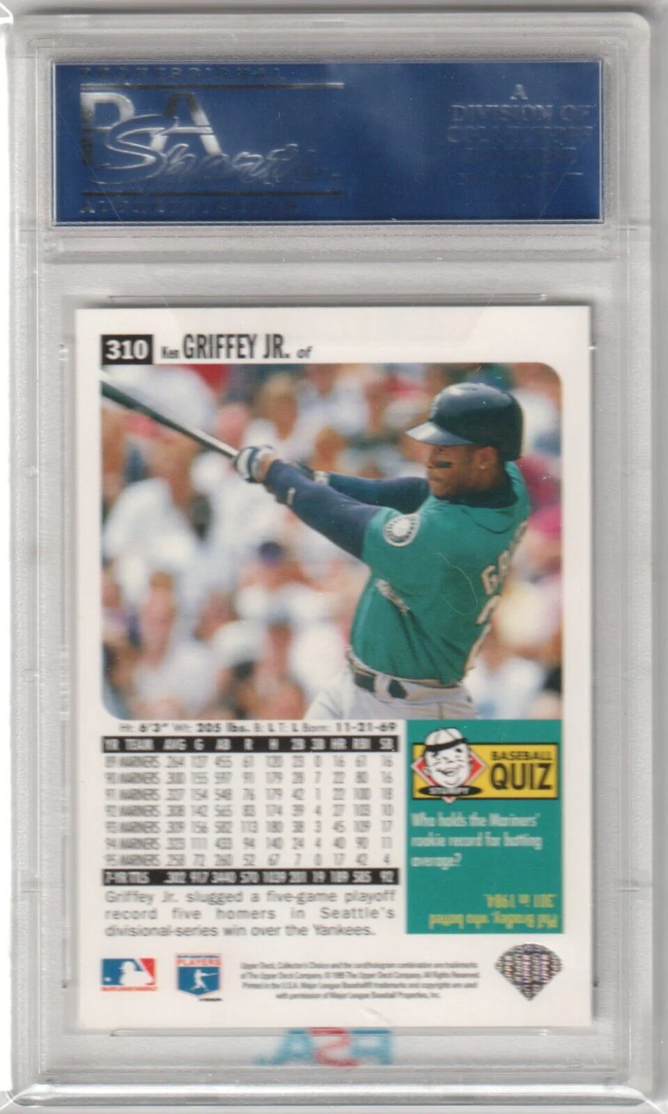 KEN GRIFFEY JR 1996 Upper Deck Collector's Choice #310 PSA 10 GEM MINT MARINERS - Image 2
