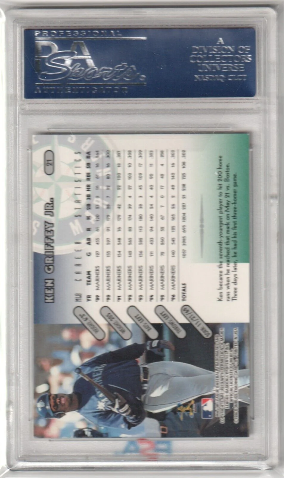 KEN GRIFFEY JR 1997 Donruss #21 PSA 10 GEM MINT - MARINERS - Image 2
