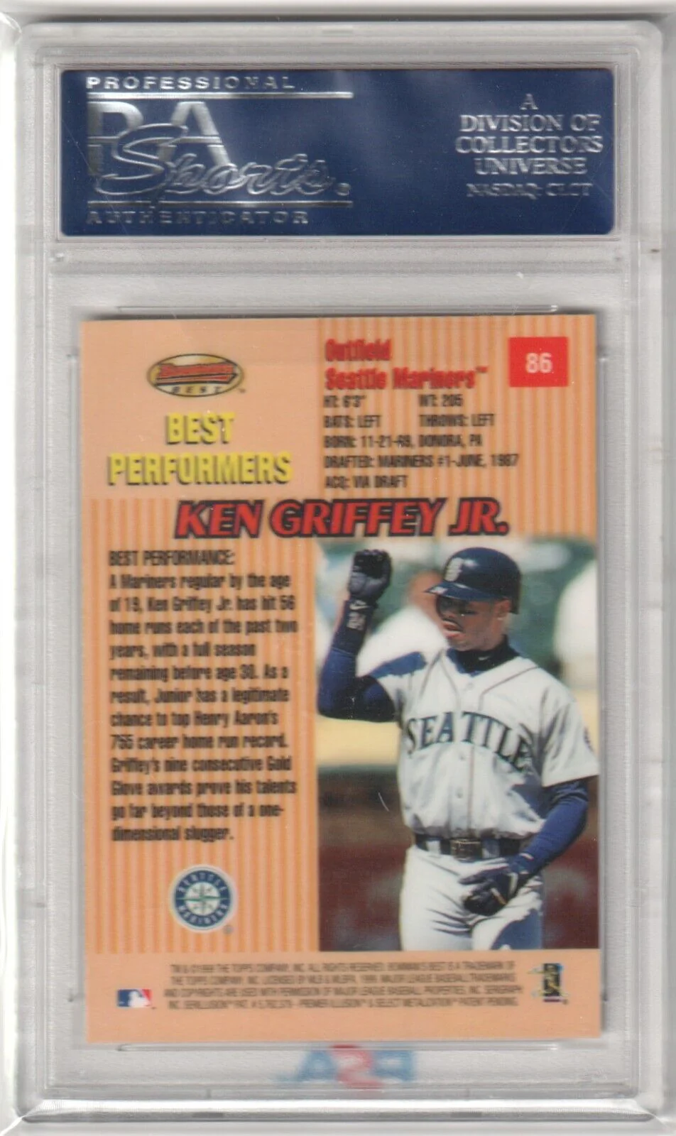 KEN GRIFFEY JR 1999 Bowman's Best #86 PSA 10 GEM MINT - MARINERS - Image 2