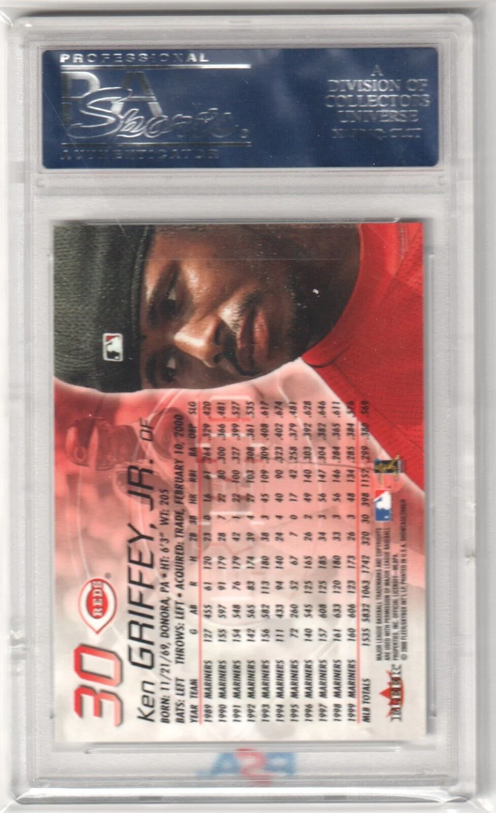 KEN GRIFFEY JR 2000 Fleer Showcase #30 PSA 10 GEM MINT - REDS - Image 2