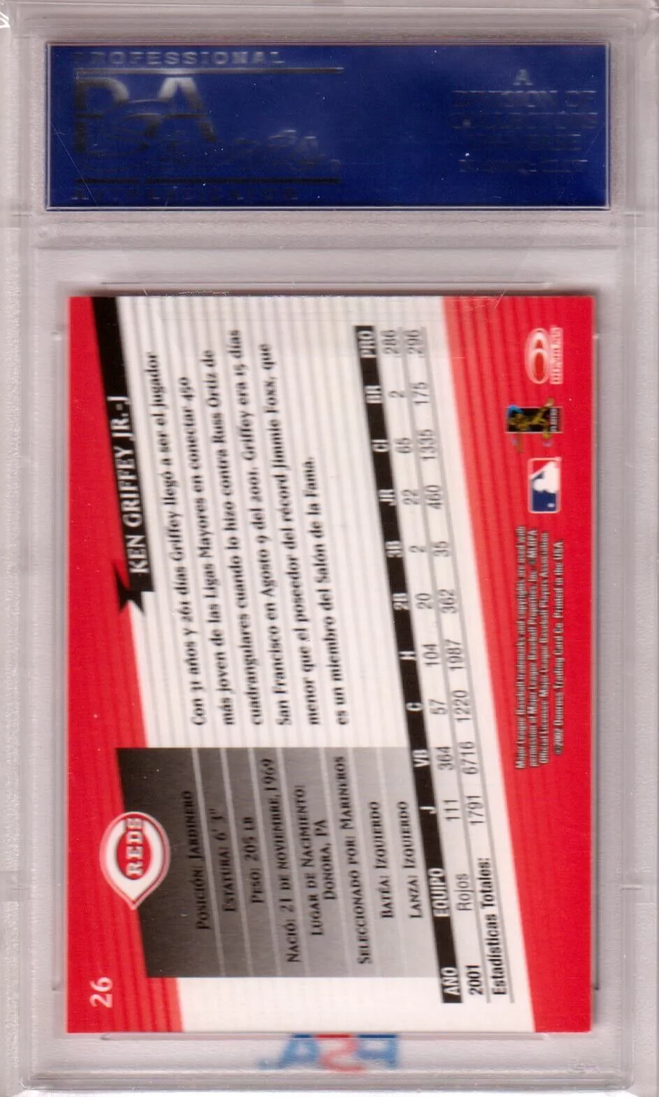 KEN GRIFFEY JR 2002 Donruss Super Estrellas #26 PSA 9 MINT - REDS - Image 2