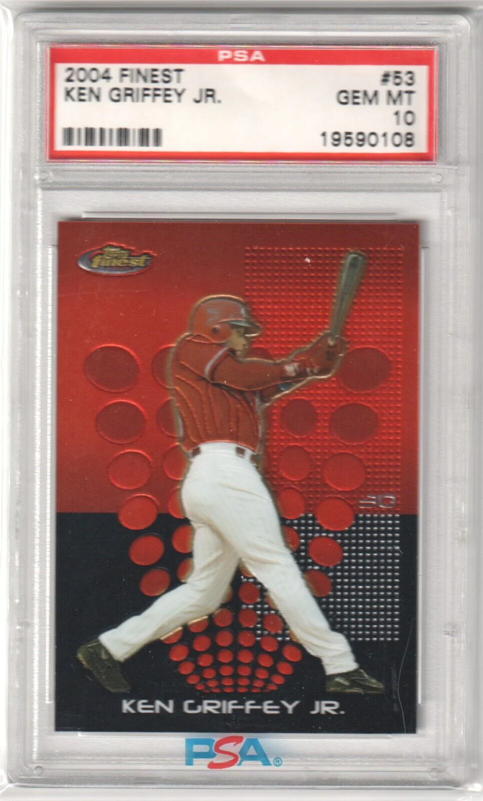 KEN GRIFFEY JR 2004 Topps Finest #53 PSA 10 GEM MINT - REDS
