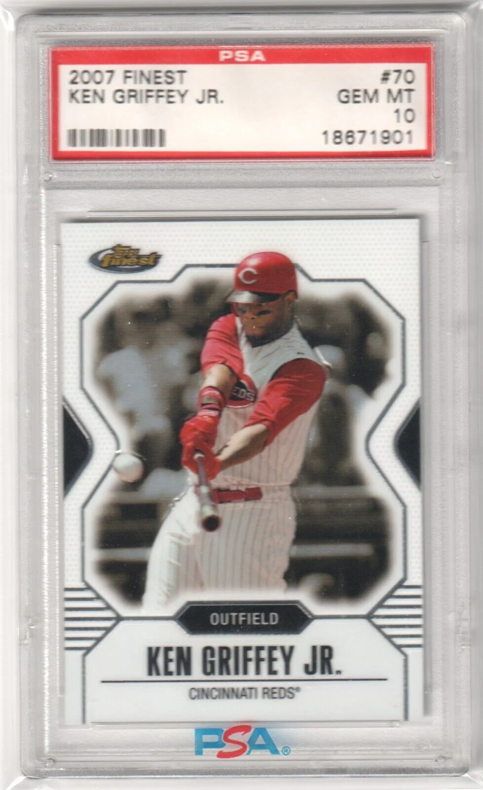 KEN GRIFFEY JR 2007 Topps Finest #70 PSA 10 GEM MINT - REDS