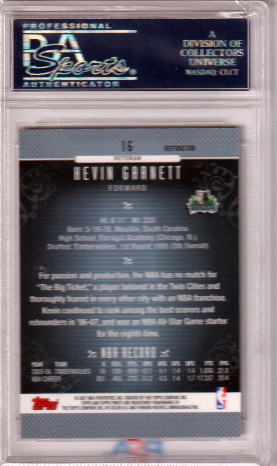 KEVIN GARNETT 2006-07 Topps Finest Refractor #16 PSA 10 GEM MINT - TIMBERWOLVES - Image 2