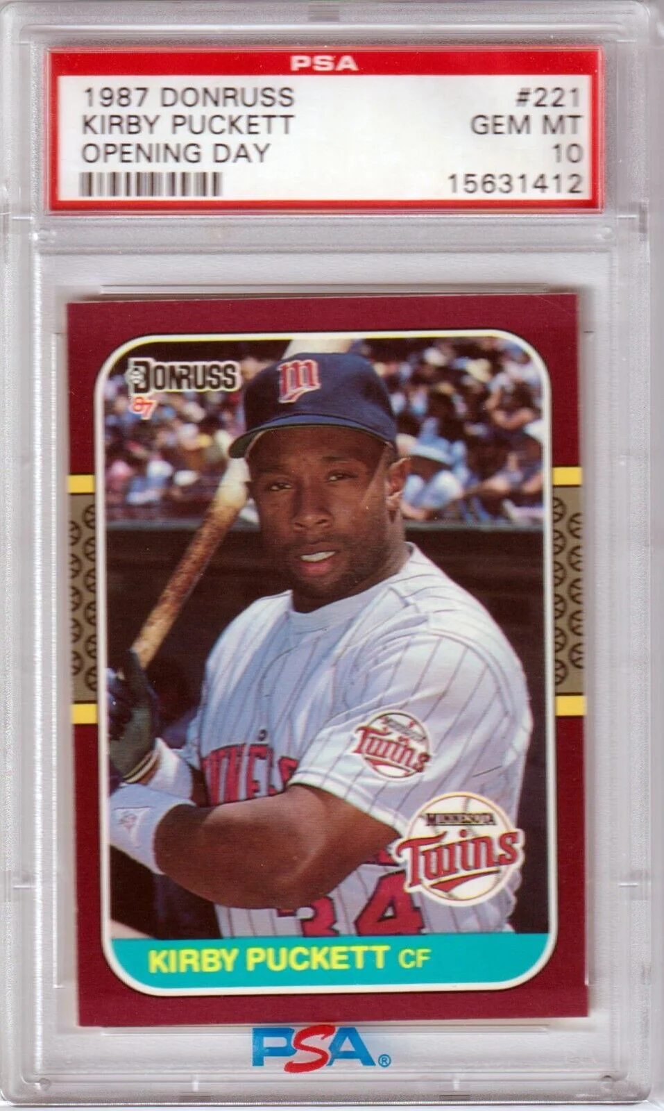 KIRBY PUCKETT 1987 Donruss Opening Day #221 PSA 10 GEM MINT - TWINS