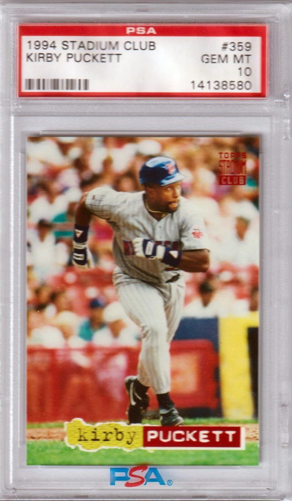 KIRBY PUCKETT 1994 Topps Stadium Club #359 PSA 10 GEM MINT - TWINS