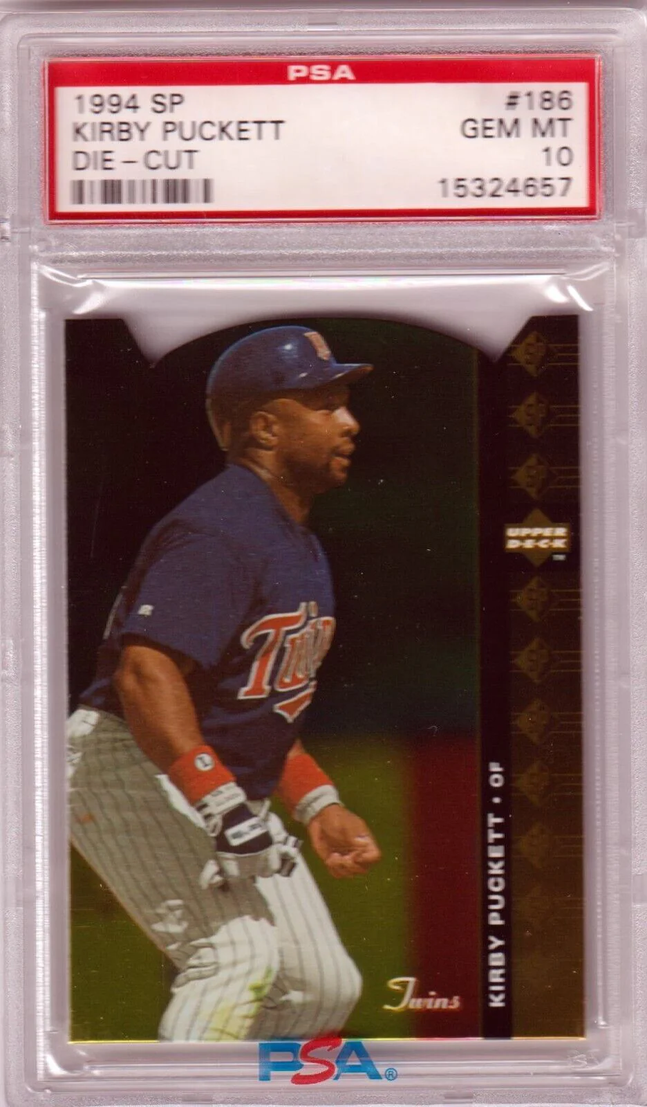 KIRBY PUCKETT 1994 Upper Deck SP Die-Cut #186 PSA 10 GEM MINT - TWINS