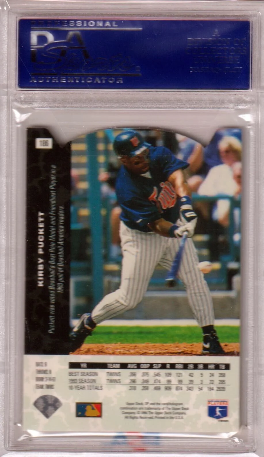 KIRBY PUCKETT 1994 Upper Deck SP Die-Cut #186 PSA 10 GEM MINT - TWINS - Image 2
