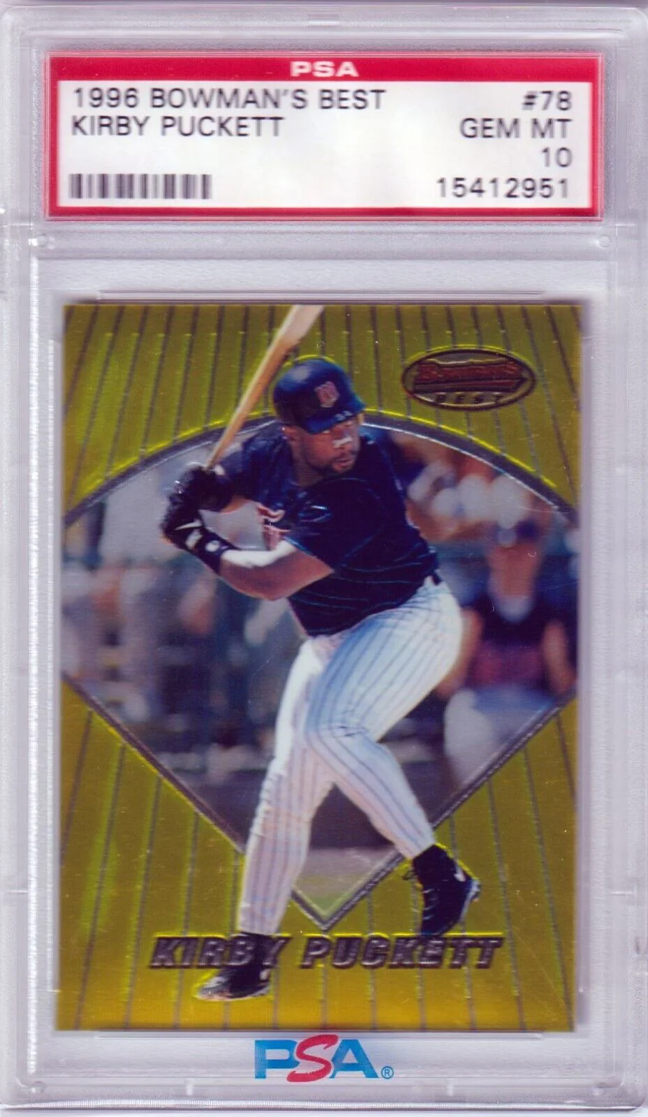 KIRBY PUCKETT 1996 Bowman's Best #78 PSA 10 GEM MINT - TWINS