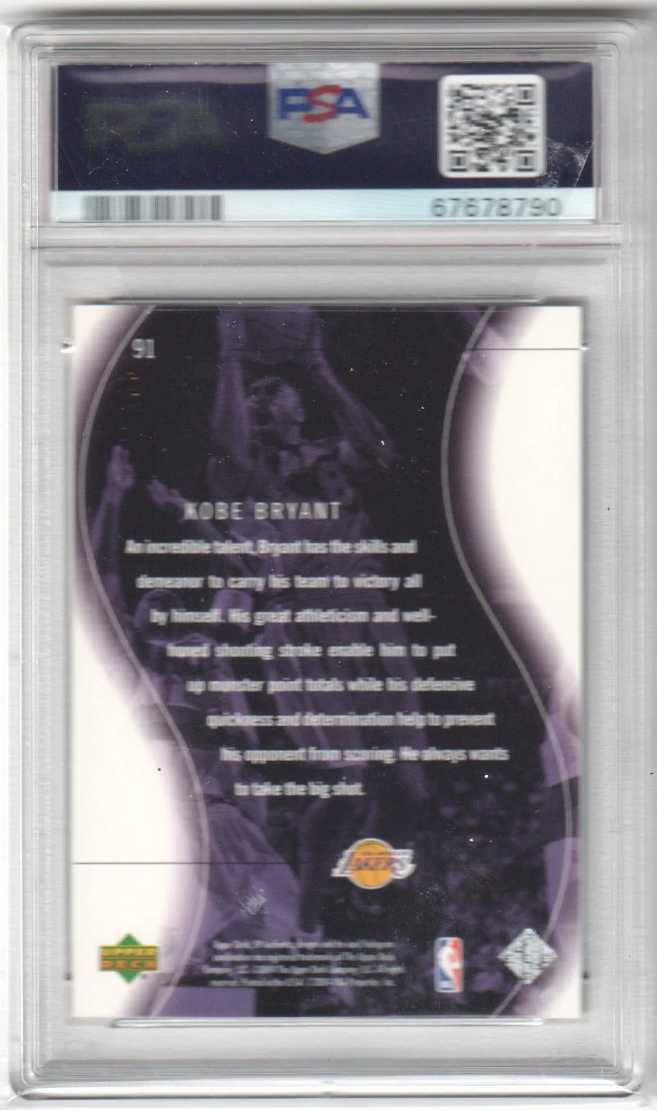 KOBE BRYANT 2003 Upper Deck SP Authentic #91 PSA 10 GEM MINT #/3999 Pop 27 - Image 2