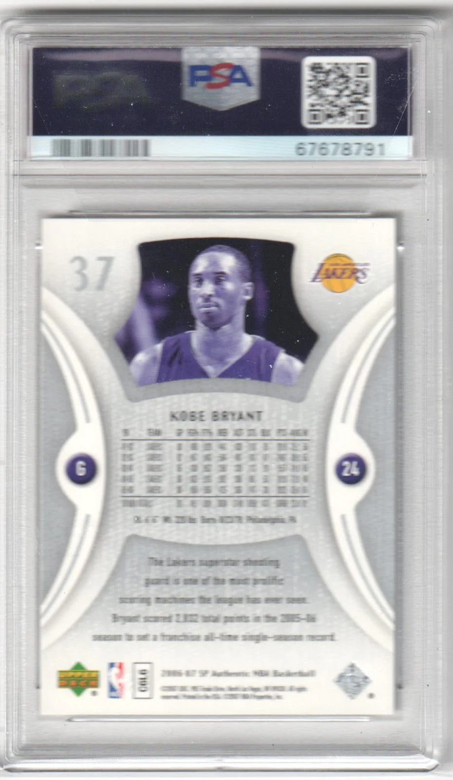 KOBE BRYANT 2006 Upper Deck SP Authentic #37 PSA 10 GEM MINT - LAKERS - Image 2