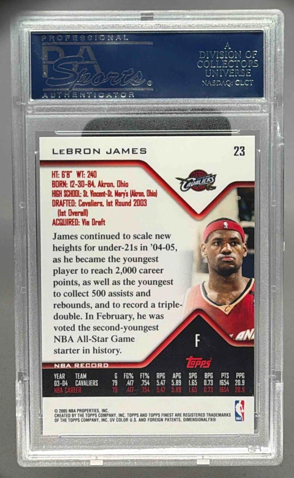 LEBRON JAMES 2004 TOPPS FINEST PSA 10 - CAVALIERS - Image 2