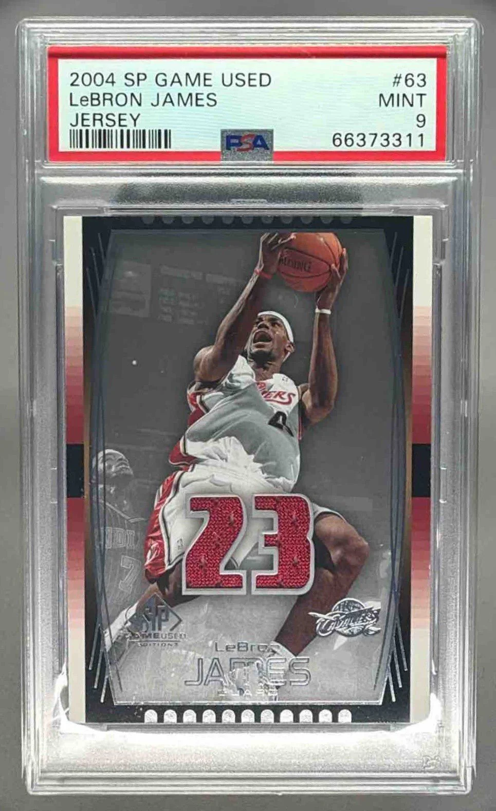 LEBRON JAMES 2004 UPPER DECK SP GAME USED JERSEY PSA 9 MINT - CAVALIERS