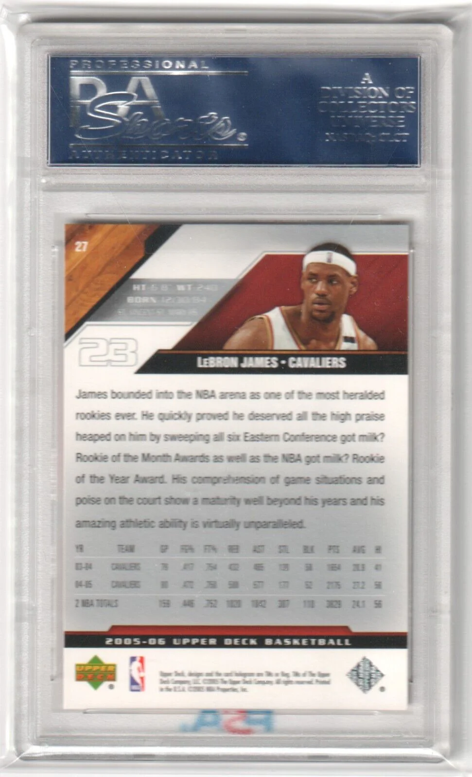 LEBRON JAMES 2005-06 Upper Deck #27 PSA 10 GEM MINT - LAKERS - Image 2