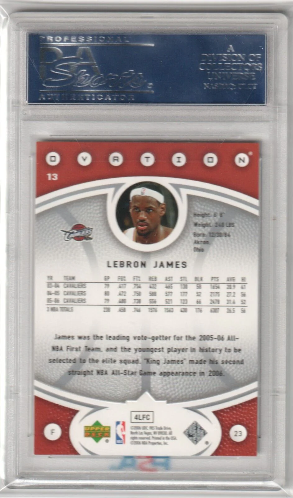 LEBRON JAMES 2006-07 Upper Deck Ovation #113 PSA 10 - LAKERS - Image 2