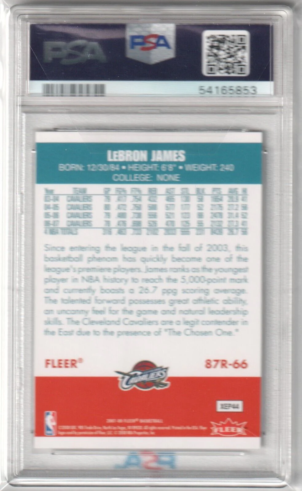 LEBRON JAMES 2007-08 Fleer 1987 Retro #66 PSA 8 NM-MT - LAKERS - Image 2