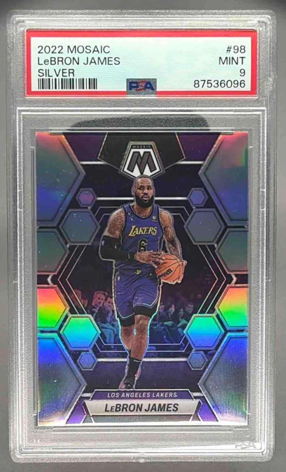 LEBRON JAMES 2022 PANINI MOSAIC SILVER PSA 9 MINT - LAKERS