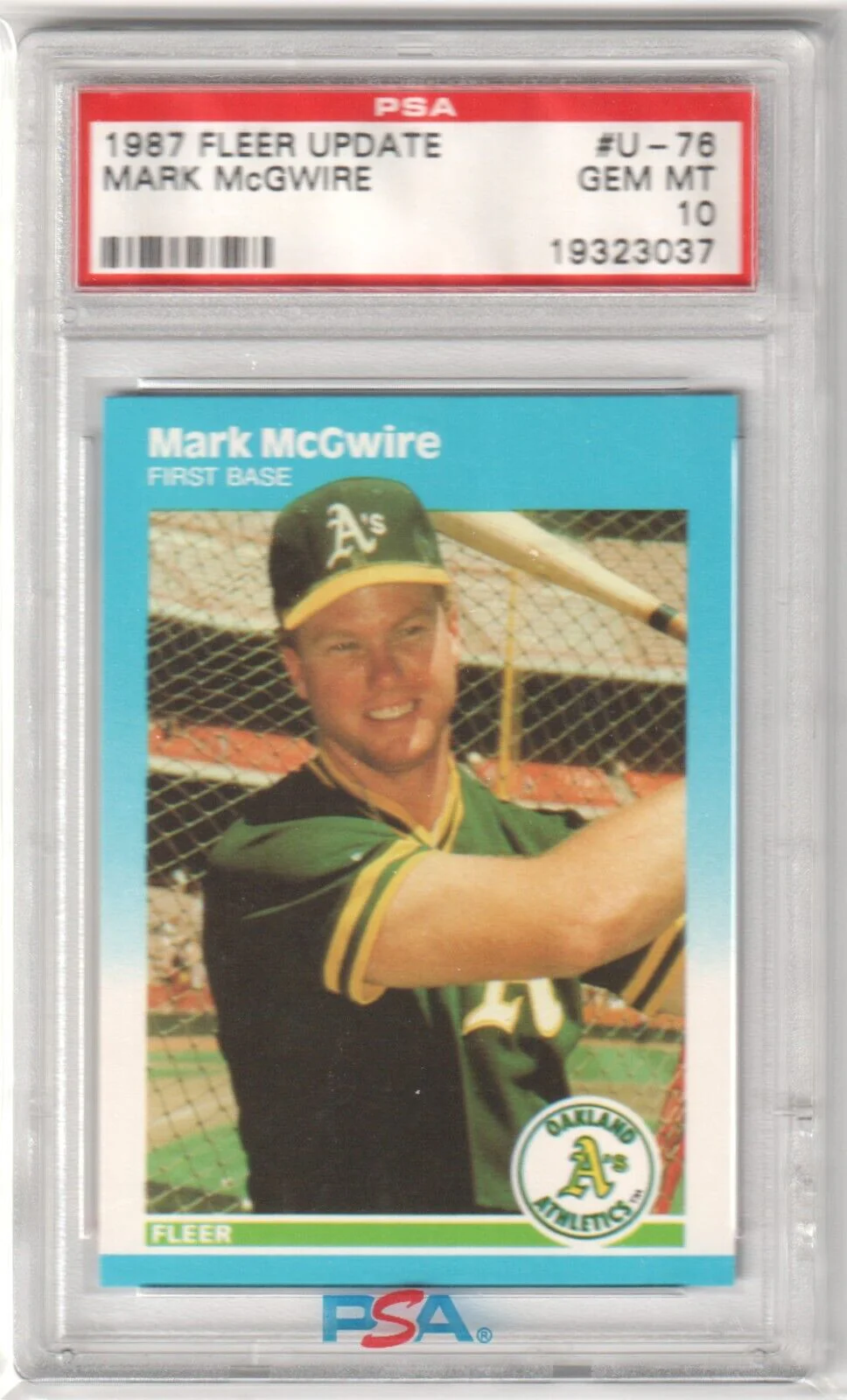 MARK McGWIRE 1987 Fleer Update Rookie RC #U-76 PSA 10 GEM MINT - ATHLETICS