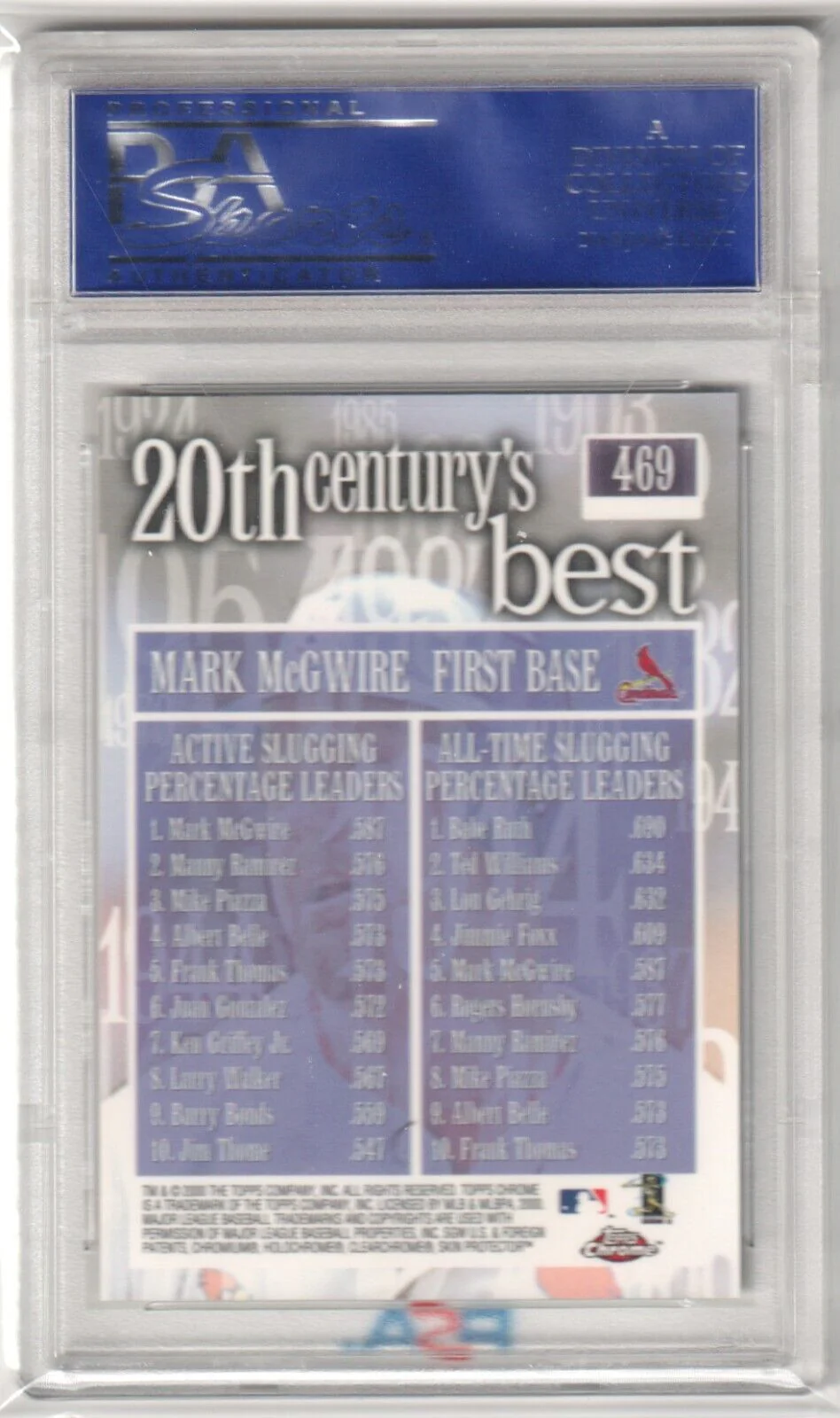 MARK McGWIRE 2000 Topps Chrome #469 PSA 10 GEM MINT - CARDINALS - Image 2