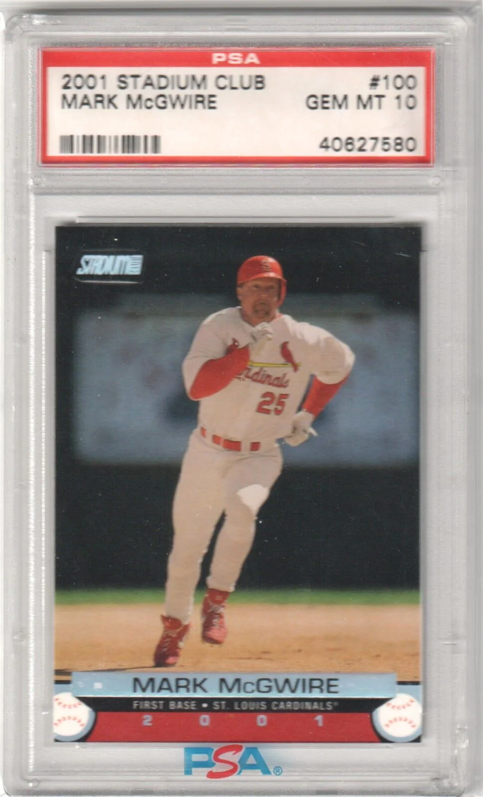 MARK McGWIRE 2001 Topps Stadium Club #100 PSA 10 GEM MINT - CARDINALS