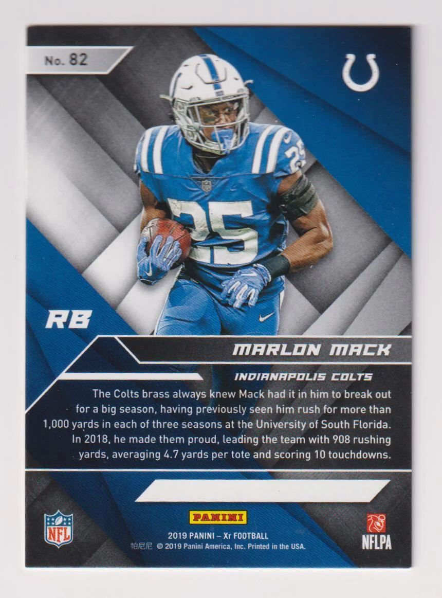 Marlon Mack 2019 Panini XR Gold /10 #82 SSP Indianapolis Colts - Image 2