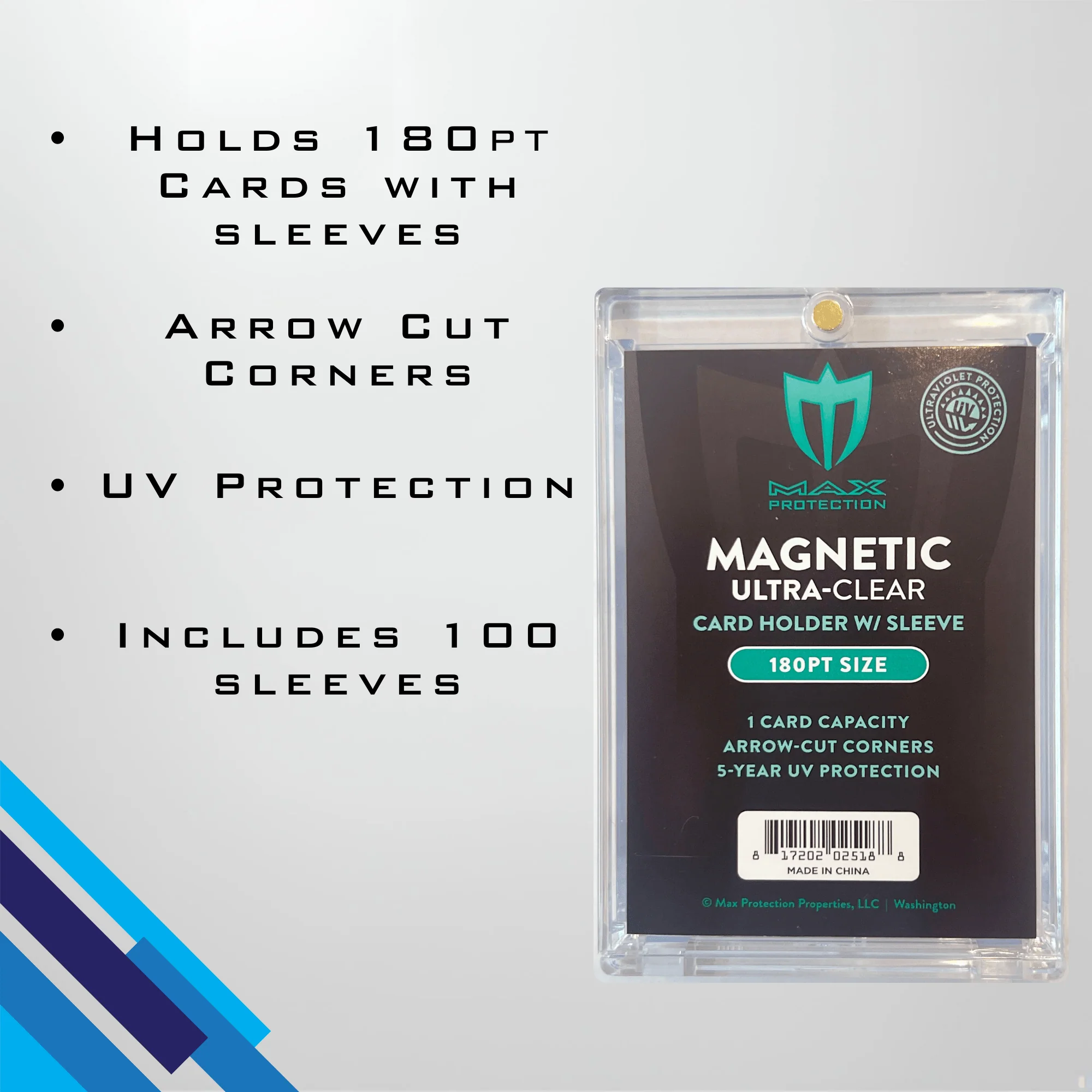 Max Pro Ultra Clear Magnetic Card Holder 180pt w/Sleeve Size - Image 2