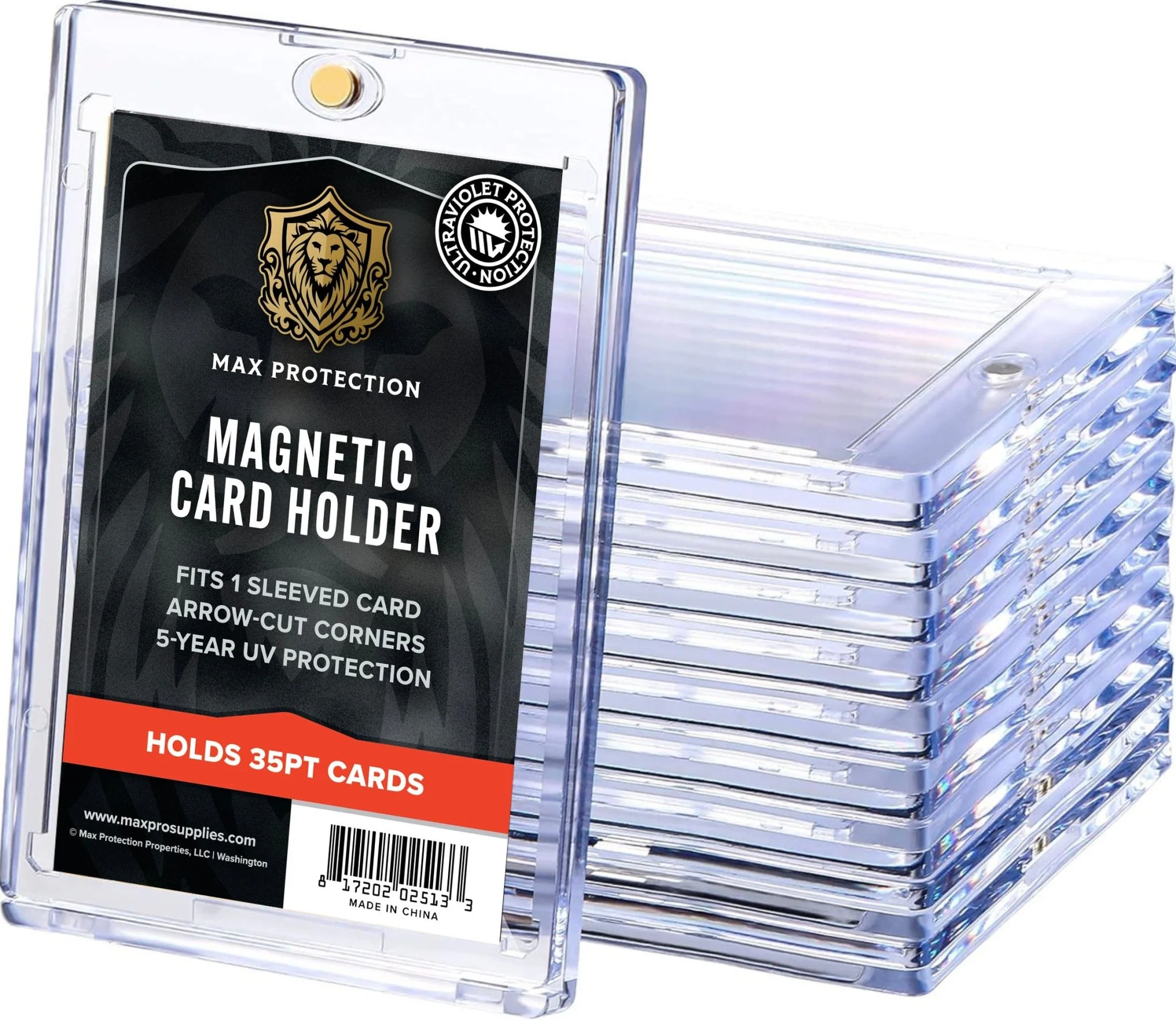 Max Pro Ultra Clear Magnetic Card Holder 35pt w/Sleeve Size