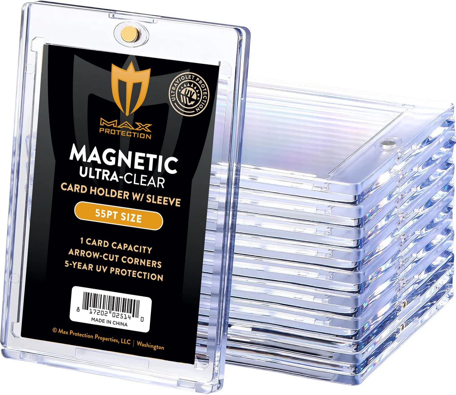 Max Pro Ultra Clear Magnetic Card Holder 55pt w/Sleeve Size