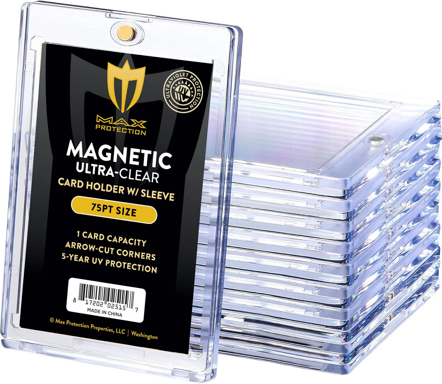 Max Pro Ultra Clear Magnetic Card Holder 75pt w/Sleeve Size