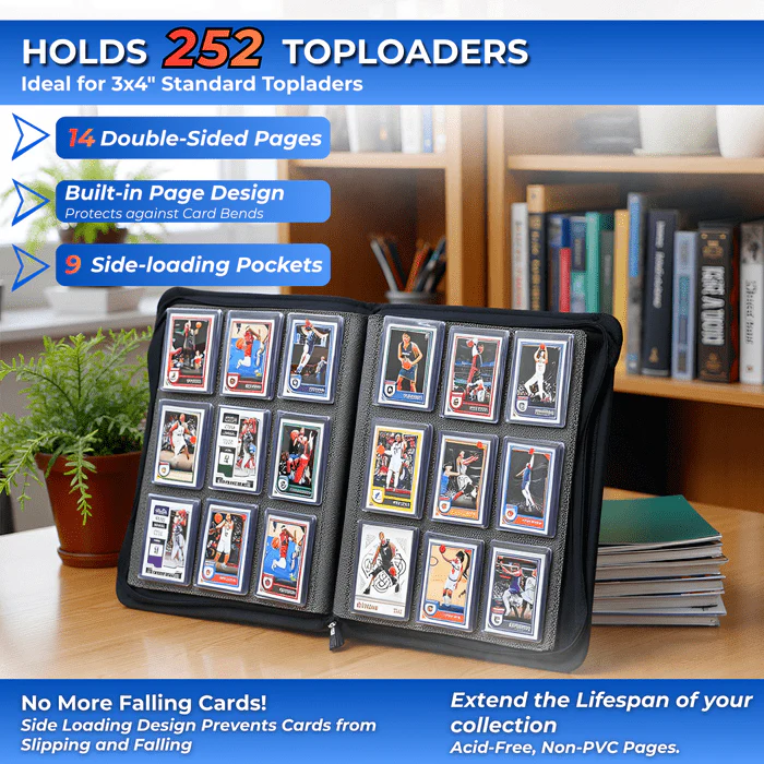 Max Pro Ultra Guardian Top Loader Binder | Holds 252 Standard 3″×4″ Sports & Pokemon Cards - Image 6