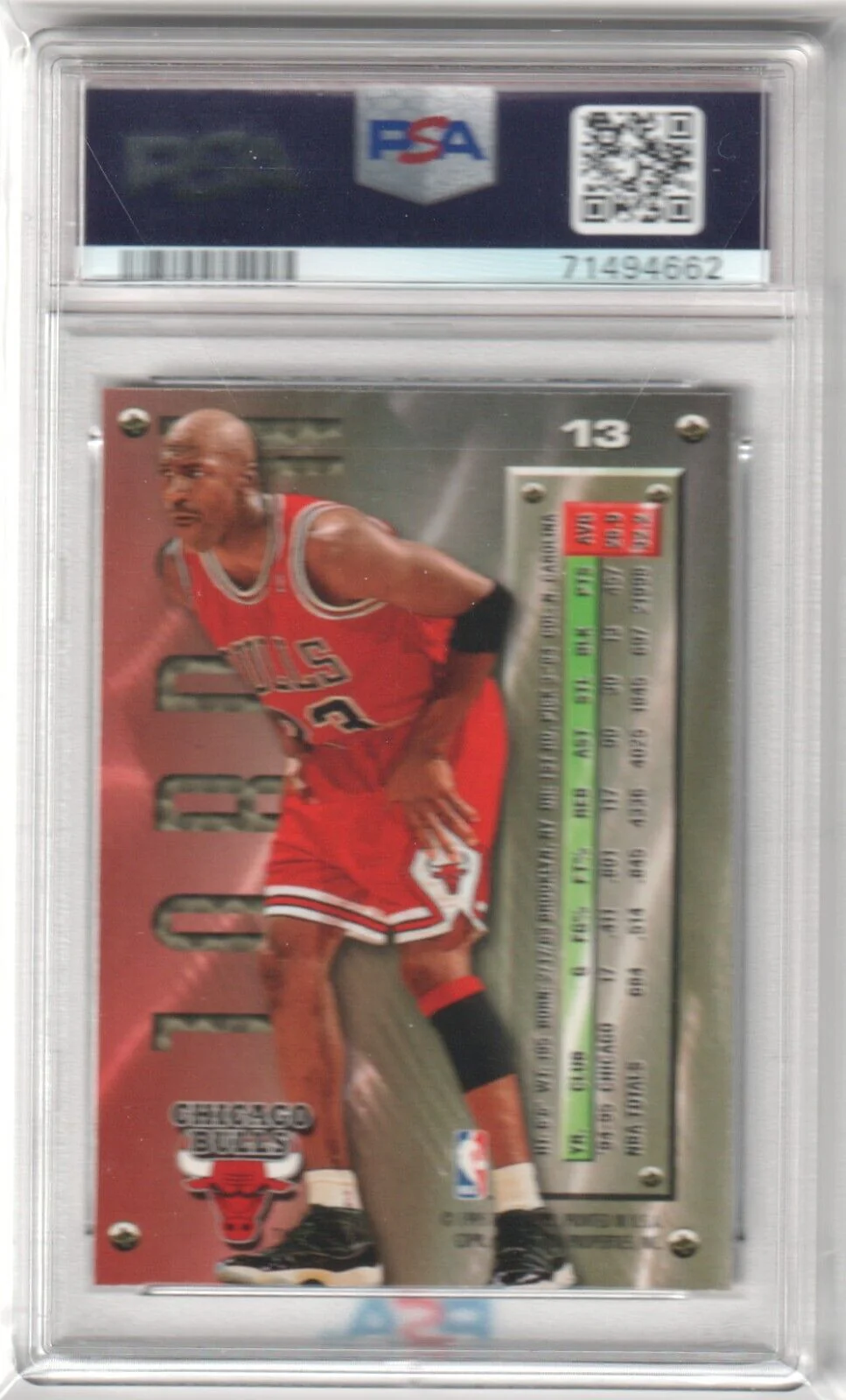 MICHAEL JORDAN 1995-96 Metal #13 PSA 9 MINT - BULLS - Image 2