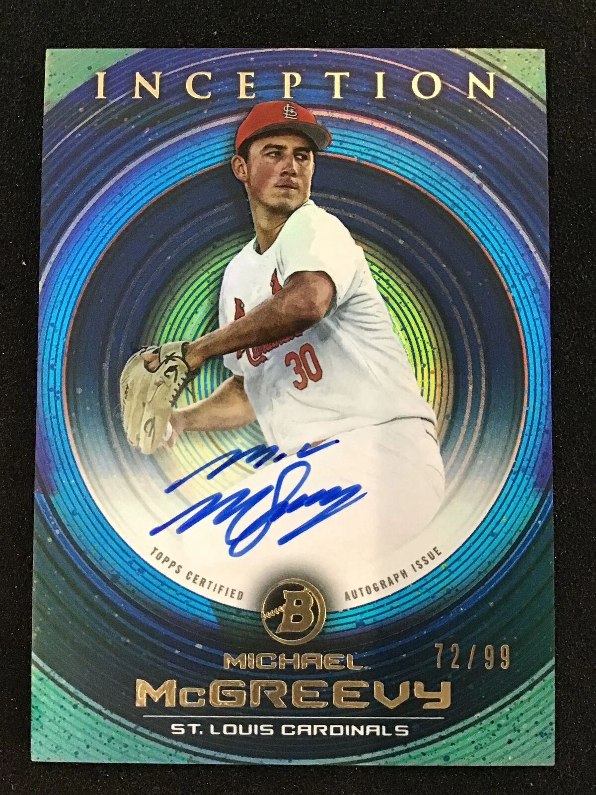 Michael McGreevy 2022 Bowman Inception Prospect Auto Blue Foil /99 SP Cardinals