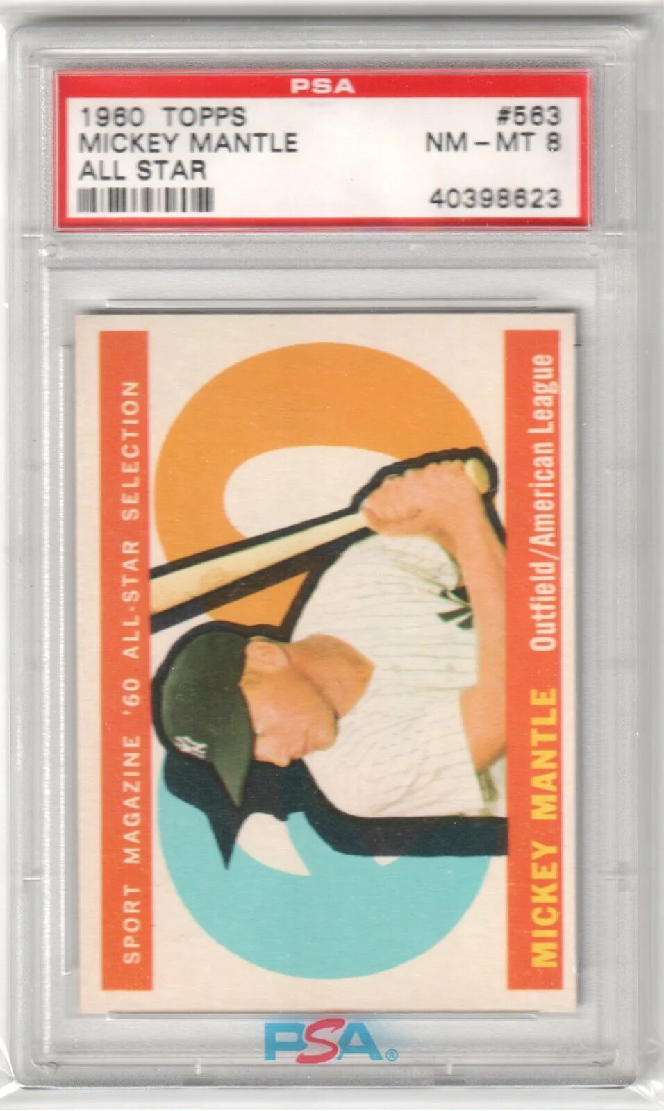 MICKEY MANTLE 1960 Topps All Star #563 PSA 8 NM-MT - YANKEES