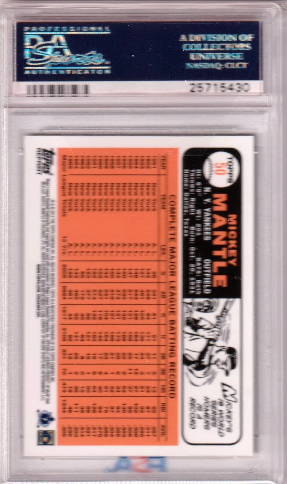 MICKEY MANTLE 2012 Topps 1966 Reprint Gold Refractor #50 PSA 10 GEM MINT YANKEES - Image 2