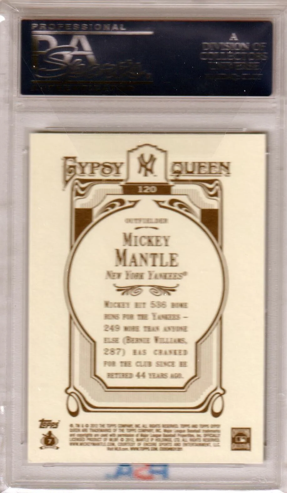 MICKEY MANTLE 2012 Topps Gypsy Queen #120 PSA 8 NM-MT - YANKEES - Image 2