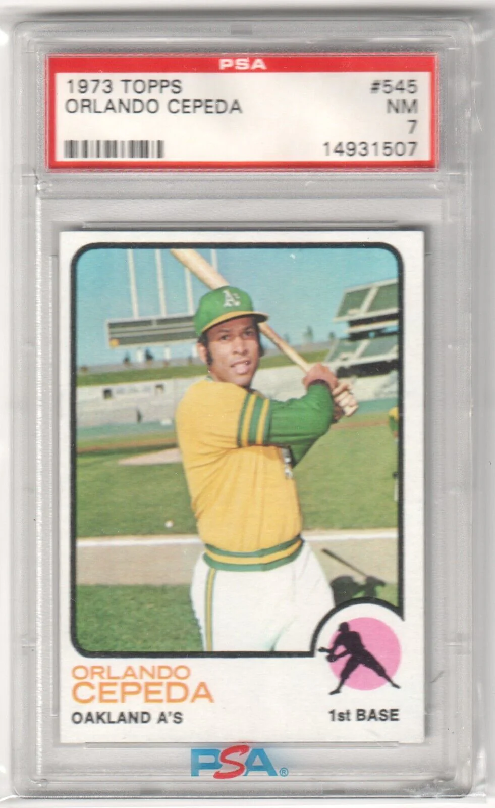 ORLANDO CEPEDA 1973 Topps #545 PSA 7 NM - ATHLETICS