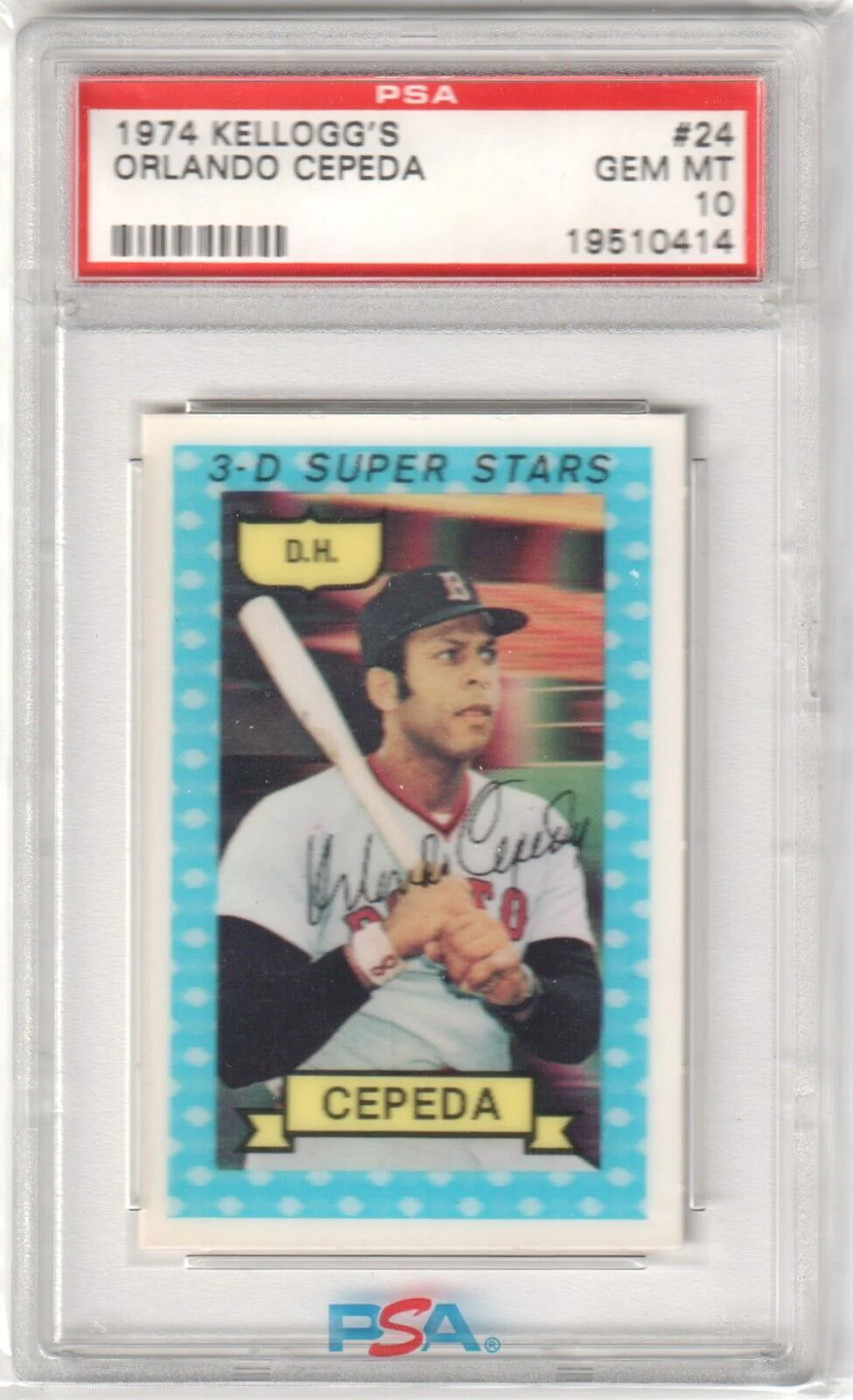 ORLANDO CEPEDA 1974 Kellogg's 3-D Super Stars #24 PSA 10 GEM MINT - BRAVES