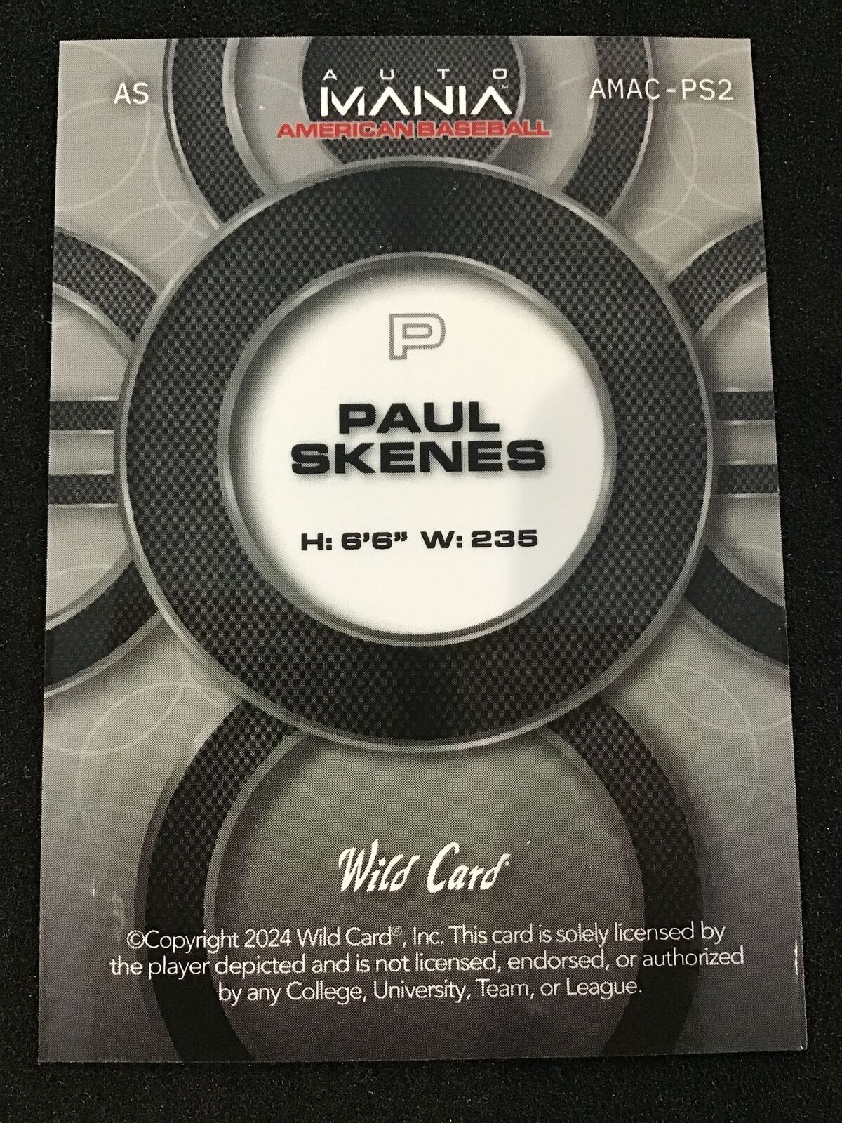 Paul Skenes 2024 Wild Card Auto Mania All Star /35 SP Pirates - Image 2