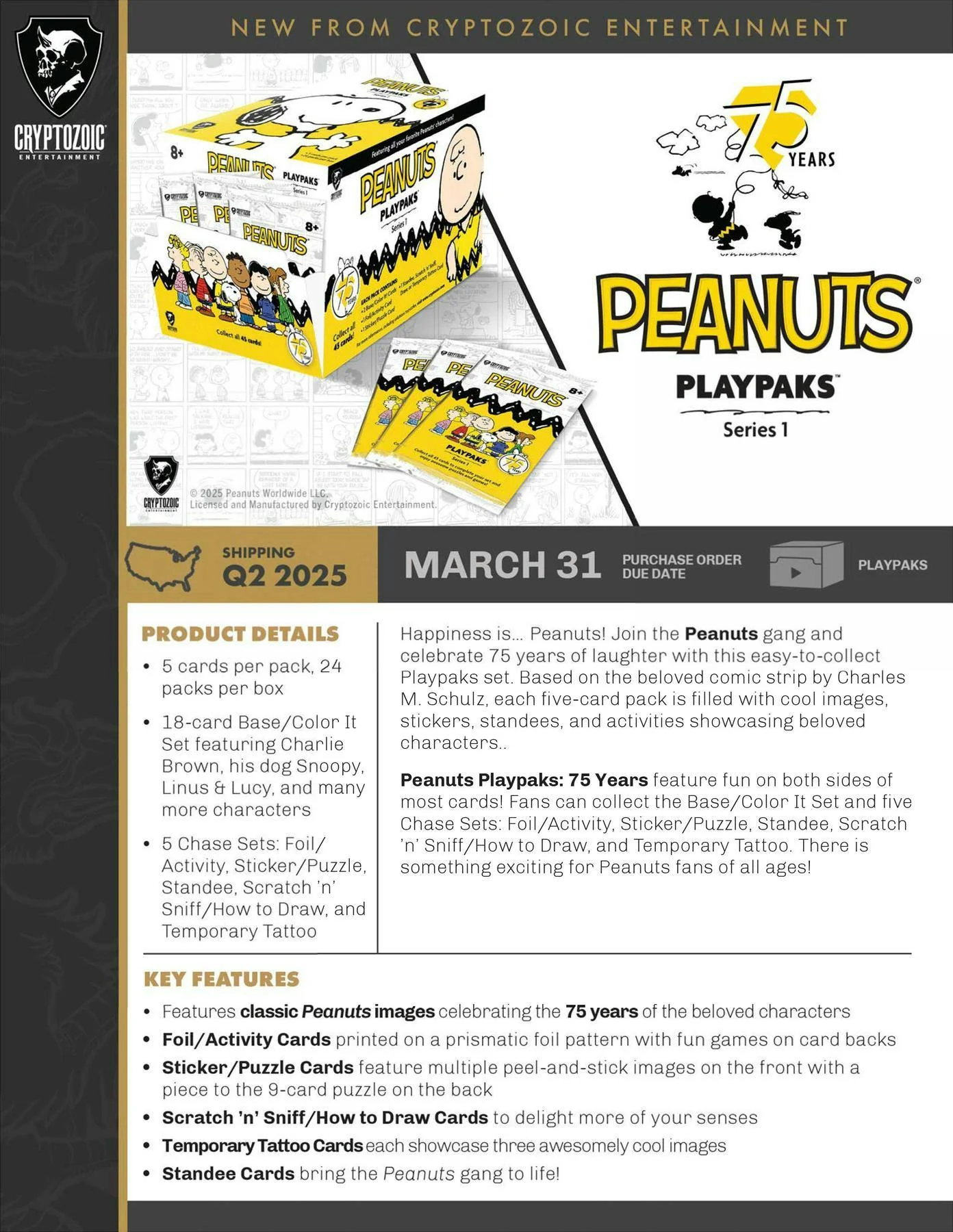 Peanuts Playpaks: 75 Years Series 1 Hobby Box (Cryptozoic 2025) | Columbia Sports Cards - Image 3
