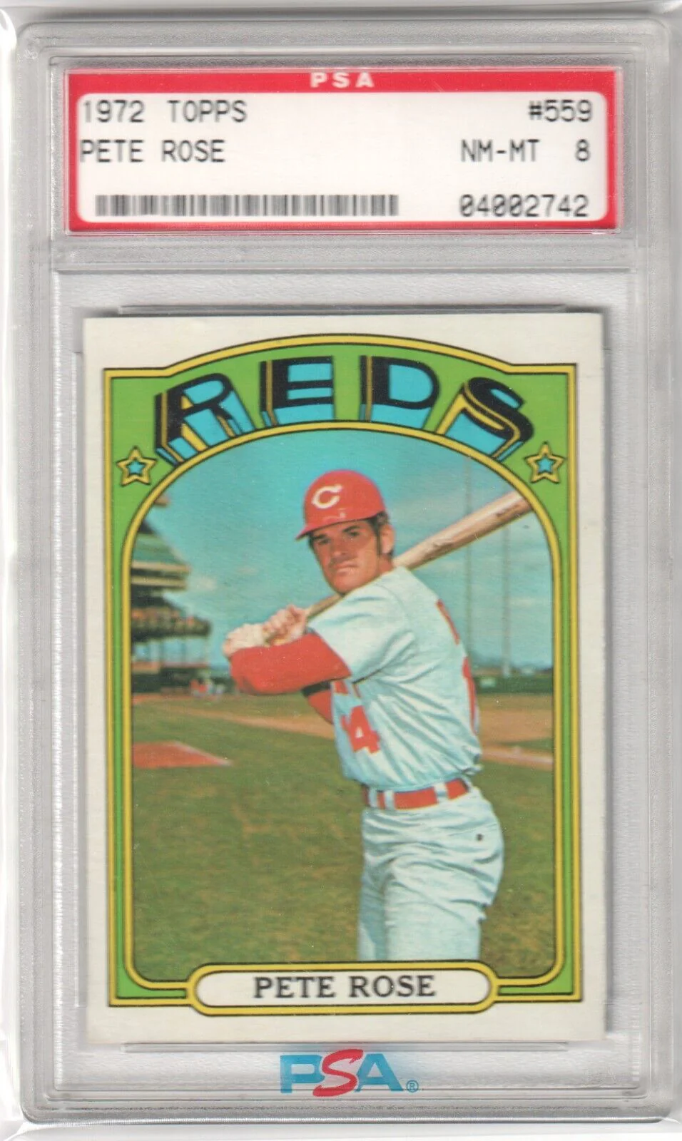 PETE ROSE 1972 Topps #559 PSA 8 NM-MT - REDS
