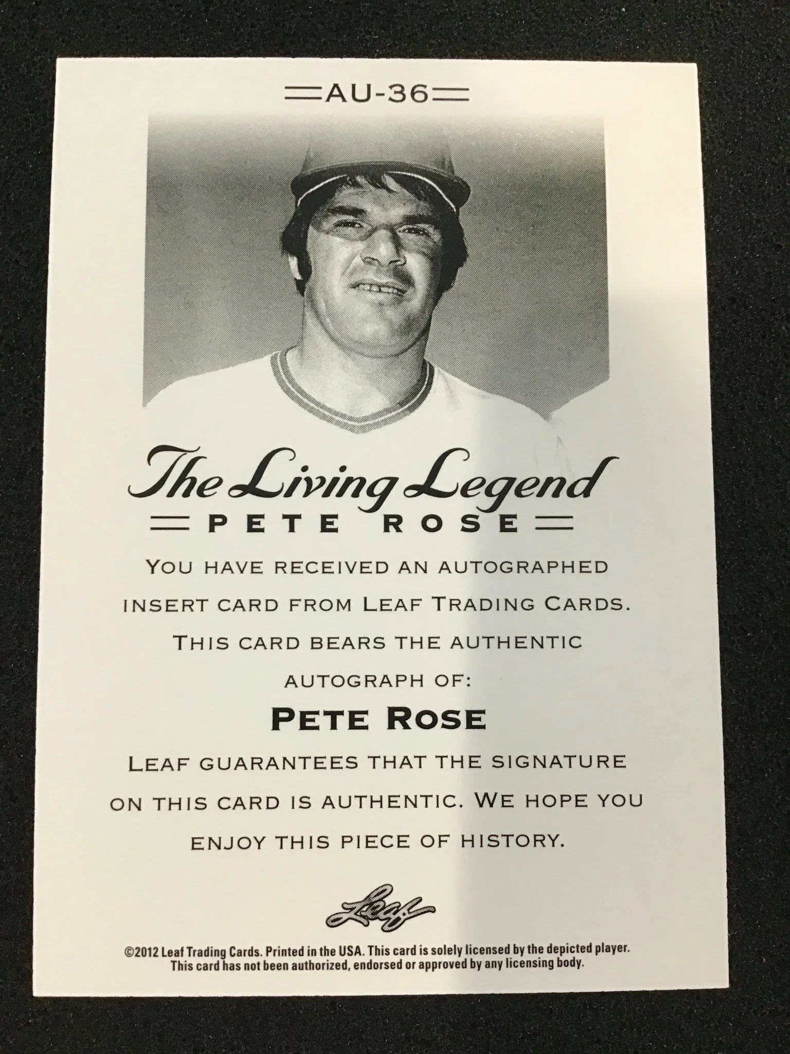 Pete Rose 2012 Leaf The Living Legend Auto AU-36 Philadelphia Phillies - Image 2