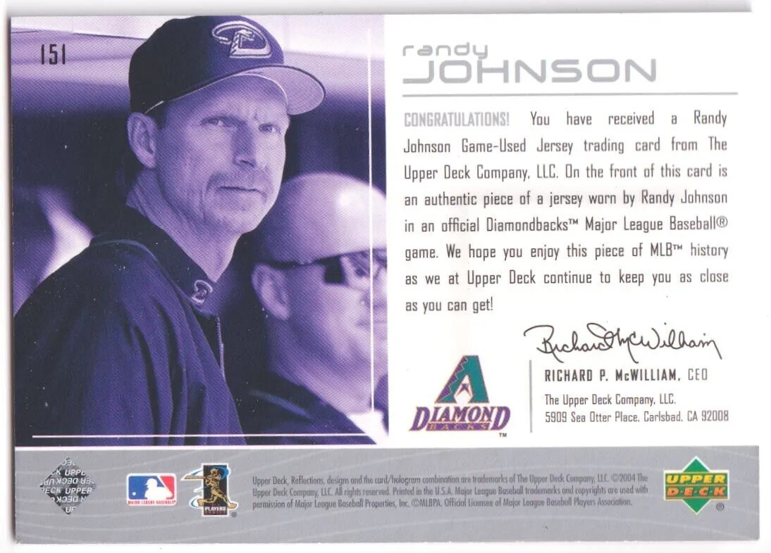 RANDY JOHNSON 2007 Upper Deck Reflections Game Used Jersey - DIAMONDBACKS - Image 2