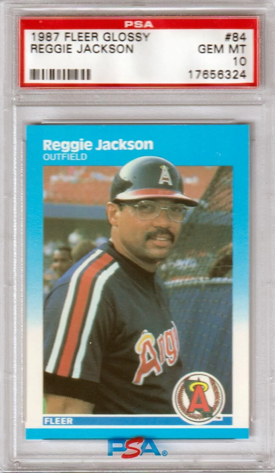REGGIE JACKSON 1987 Fleer Glossy PSA 10 GEM MINT - ANGELS